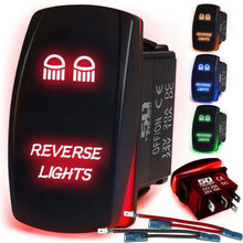 Load image into Gallery viewer, Waterproof Rocker Switch 12v ON/Off, LED Backlit with Etched Design w/Toggle Switch 12v - UTV, Auto, Boat 20A Variation