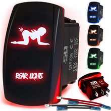 Load image into Gallery viewer, Waterproof Funny Rocker Switch 12v ON/Off, LED Backlit with Etched Design w/Toggle Switch 12v - UTV, Auto, Boat 20A Variation