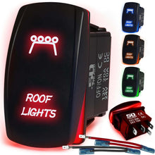 Load image into Gallery viewer, Waterproof Rocker Switch 12v ON/Off, LED Backlit with Etched Design w/Toggle Switch 12v - UTV, Auto, Boat 20A Variation