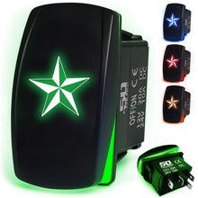 Load image into Gallery viewer, Waterproof Rocker Switch 12v ON/Off, LED Backlit with Etched Design w/Toggle Switch 12v - UTV, Auto, Boat 20A Variation