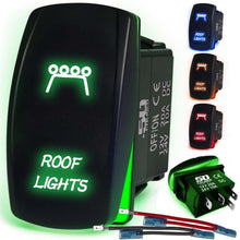 Load image into Gallery viewer, Waterproof Rocker Switch 12v ON/Off, LED Backlit with Etched Design w/Toggle Switch 12v - UTV, Auto, Boat 20A Variation