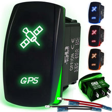 Load image into Gallery viewer, Waterproof Rocker Switch 12v ON/Off, LED Backlit with Etched Design w/Toggle Switch 12v - UTV, Auto, Boat 20A Variation