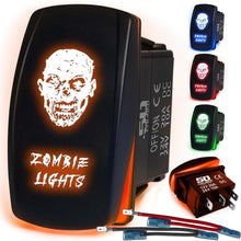 Load image into Gallery viewer, Waterproof Funny Rocker Switch 12v ON/Off, LED Backlit with Etched Design w/Toggle Switch 12v - UTV, Auto, Boat 20A Variation