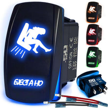 Load image into Gallery viewer, Waterproof Funny Rocker Switch 12v ON/Off, LED Backlit with Etched Design w/Toggle Switch 12v - UTV, Auto, Boat 20A Variation