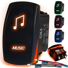 Load image into Gallery viewer, Waterproof Rocker Switch 12v ON/Off, LED Backlit with Etched Design w/Toggle Switch 12v - UTV, Auto, Boat 20A Variation