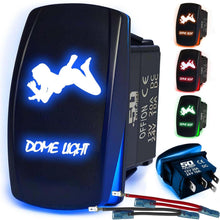 Load image into Gallery viewer, Waterproof Funny Rocker Switch 12v ON/Off, LED Backlit with Etched Design w/Toggle Switch 12v - UTV, Auto, Boat 20A Variation