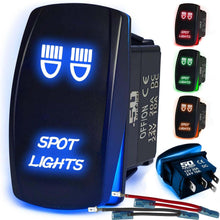 Load image into Gallery viewer, Waterproof Rocker Switch 12v ON/Off, LED Backlit with Etched Design w/Toggle Switch 12v - UTV, Auto, Boat 20A Variation