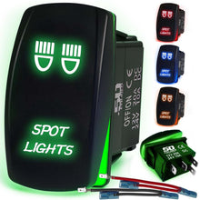 Load image into Gallery viewer, Waterproof Rocker Switch 12v ON/Off, LED Backlit with Etched Design w/Toggle Switch 12v - UTV, Auto, Boat 20A Variation