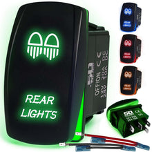 Load image into Gallery viewer, Waterproof Rocker Switch 12v ON/Off, LED Backlit with Etched Design w/Toggle Switch 12v - UTV, Auto, Boat 20A Variation