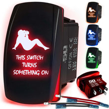 Load image into Gallery viewer, Waterproof Funny Rocker Switch 12v ON/Off, LED Backlit with Etched Design w/Toggle Switch 12v - UTV, Auto, Boat 20A Variation