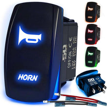 Load image into Gallery viewer, Waterproof Rocker Switch 12v ON/Off, LED Backlit with Etched Design w/Toggle Switch 12v - UTV, Auto, Boat 20A Variation