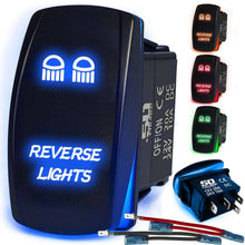 Load image into Gallery viewer, Waterproof Rocker Switch 12v ON/Off, LED Backlit with Etched Design w/Toggle Switch 12v - UTV, Auto, Boat 20A Variation