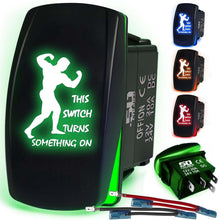 Load image into Gallery viewer, Waterproof Funny Rocker Switch 12v ON/Off, LED Backlit with Etched Design w/Toggle Switch 12v - UTV, Auto, Boat 20A Variation