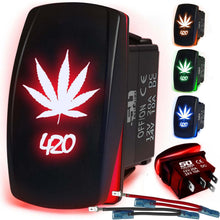 Load image into Gallery viewer, Waterproof Rocker Switch 12v ON/Off, LED Backlit with Etched Design w/Toggle Switch 12v - UTV, Auto, Boat 20A Variation