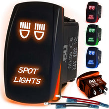 Load image into Gallery viewer, Waterproof Rocker Switch 12v ON/Off, LED Backlit with Etched Design w/Toggle Switch 12v - UTV, Auto, Boat 20A Variation