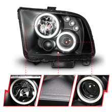 Load image into Gallery viewer, Anzo 2005-2009 Ford Mustang Projector Headlights w/ Halo Black