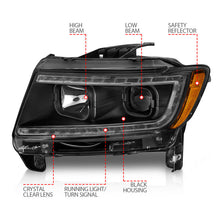 Load image into Gallery viewer, ANZO 11-13 Jeep Grand Cherokee (Factory Halogen Only) Projector Headlights w/Light Bar Swtchbk Black 111568