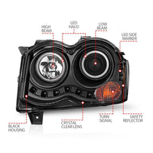 Load image into Gallery viewer, Anzo 2008-2010 Jeep Grand Cherokee Projector Headlights w/ Halo Black CCFL