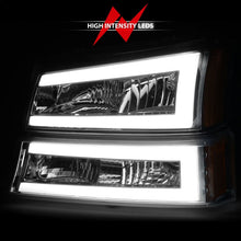 Load image into Gallery viewer, ANZO 2003-2006 Chevrolet Silverado 1500 Crystal Headlights w/ Light Bar Chrome Housing 111502
