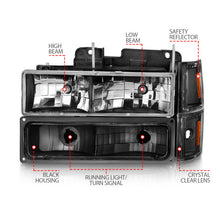 Load image into Gallery viewer, ANZO 88-98 Chevrolet C1500 Crystal Headlights Black 111505