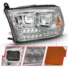 Load image into Gallery viewer, ANZO 2009-2018 Dodge Ram 1500 Led Projector Plank Style Switchback H.L Halo Chrome Amber (OE Style) 111465