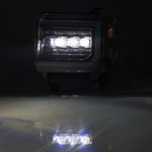 Load image into Gallery viewer, AlphaRex 14-18 GMC Sierra NOVA LED Proj Headlights Plank Style Black w/Activ Light/Seq Signal/DRL 880617 *Discontinued