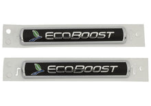 Load image into Gallery viewer, Ford Racing Black/Silver EcoBoost Emblem 3-1/2in x 9/16in - Set of 2 M-1447-EBBLK