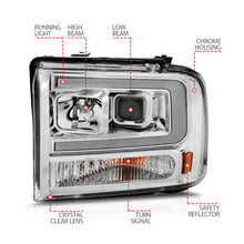 Load image into Gallery viewer, ANZO 99-04 Ford F250/F350/F450/Excursion (excl 99) Projector Headlights - w/Light Bar Chrome Housing 111552