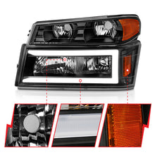 Load image into Gallery viewer, ANZO 04-12 GM Colorado/Canyon/I-Series Crystal Headlights - w/ Light Bar Black Housing 4pcs 111558