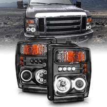 Load image into Gallery viewer, Anzo 2008-2010 Ford F-250 Projector Headlights w/ Halo Black (CCFL)