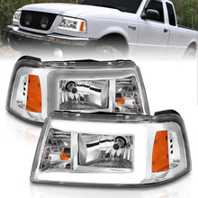 Load image into Gallery viewer, ANZO 2001-2011 Ford Ranger Crystal Headlights w/ Light Bar Chrome Housing 111512