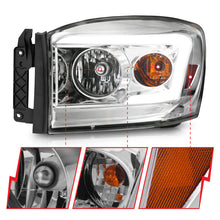 Load image into Gallery viewer, Anzo 06-09 Dodge RAM 1500/2500/3500 Headlights Chrome Housing/Clear Lens (w/ Light Bars) 111525