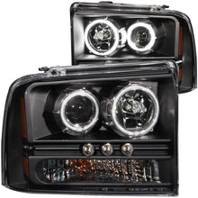 Load image into Gallery viewer, Anzo 2005-2007 Ford Excursion Projector Headlights w/ Halo Black w/ LED Str