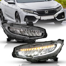 Load image into Gallery viewer, ANZO 16-17 Honda Civic Projector Headlights Plank Style Black w/Amber/Sequential Turn Signal 121527