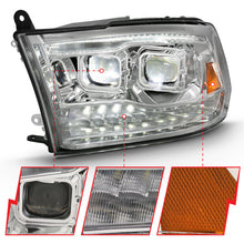 Load image into Gallery viewer, ANZO 2009-2018 Dodge Ram 1500 Led Projector Plank Style Switchback H.L Halo Chrome Amber (OE Style) 111465