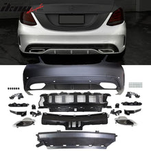 Load image into Gallery viewer, 2015-2018 Benz C-Class W205 Rear Bumper with Diffuser Muffler Tip PP