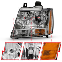 Load image into Gallery viewer, ANZO 2007-2014 Chevy TahOE Crystal Headlight Chrome Amber(OE) 111475