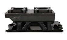Load image into Gallery viewer, Fabricated Intake Manifold SBC Single Plane Carbureted (2 x 4150 style flange changeable plate) Black with Sniper logo