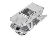 Load image into Gallery viewer, Fabricated Intake Manifold SBC Single Plane Carbureted (4500 style flange changeable plate) Silver with Sniper logo