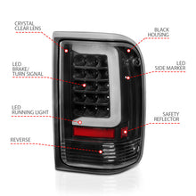 Load image into Gallery viewer, ANZO 1993-1997 Ford  Ranger LED Tail Lights w/ Light Bar Black Housing Clear Lens 311359