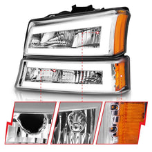 Load image into Gallery viewer, ANZO 2003-2006 Chevrolet Silverado 1500 Crystal Headlights w/ Light Bar Chrome Housing 111502