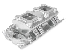 Load image into Gallery viewer, Fabricated Intake Manifold BBC Single Plane 2 x 4150 Silver with Sniper Logo