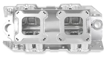 Load image into Gallery viewer, Fabricated Intake Manifold BBC Single Plane 2 x 4150 Silver with Sniper Logo