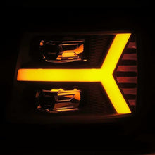 Load image into Gallery viewer, AlphaRex 07-13 Chevy 1500 LUXX LED Proj Headlights Plank Style Jet Blk w/ Activ Light/Seq Signal/DRL 880223 *Discontinued