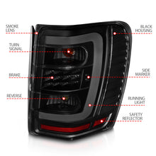 Load image into Gallery viewer, ANZO 1999-2004 Jeep Grand Cherokee LED Tail Lights w/ Light Bar Black Housing Smoke Lens 311395