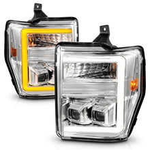 Load image into Gallery viewer, ANZO 08-10 Ford F-250 - F-550 Super Duty Projector Headlights w/ Light Bar Switchback Chrome Housing 111587