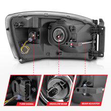 Load image into Gallery viewer, Anzo 06-09 Dodge RAM 1500/2500/3500 Headlights Chrome Housing/Clear Lens (w/Switchback Light Bars) 111527