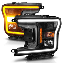Load image into Gallery viewer, ANZO 2018-2020 Ford F-150 Projector Headlight w/ Plank Style Switchback Black Housing 111509