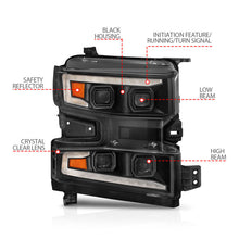 Load image into Gallery viewer, ANZO 19-22 Chevrolet Silverado 1500 LED Proj HL w/Lgt Bar SwBk Seq. Blk w/In. Light - Passenger Side 111566-R