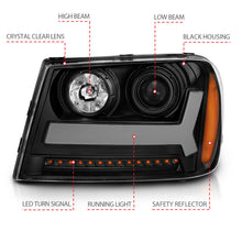 Load image into Gallery viewer, ANZO 2006-2009 Chevrolet Trailblazer Projector Headlights w/ Plank Style Design Black w/ Amber 111390